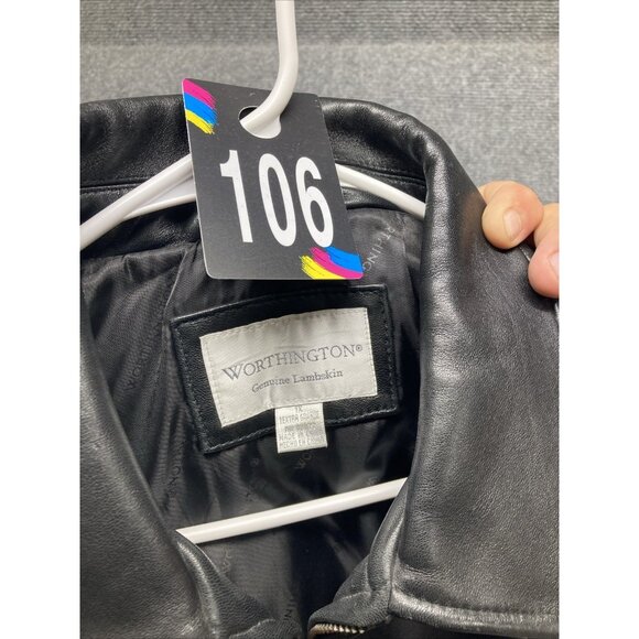 Worthington Genuine Lambskin Full Zip Black Leather Jacket Women's 1X - Picture 11 of 11